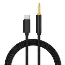 Adaptér USB C na 3,5 mm audio, čierny opletený kábel DAC Hi-Fi pre Samsung Galaxy S22 S21 S20