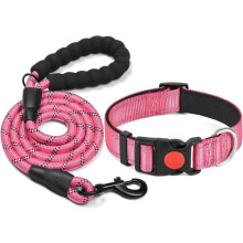 Heijastava pehmustettu koiranpanta pehmeästä, hengittävästä neopreenista ja säädettävästä nailonista, suuri, 30–50 cm, vaaleanpunainen