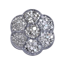 7395Pcs Silver DIY Manicure Beads Set for Nail Art Plastic Half Round Pearls