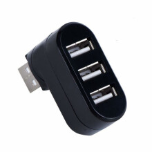 USB 2.0 -keskitin, 3 porttia, 180 astetta kääntyvä ulkoinen jakaja kannettavalle tietokoneelle, musta kotelo