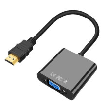 HDMI-VGA-sovitin 1080P musta kaapelimuunnin näytölle, projektorille, kannettavalle tietokoneelle ja tietokoneelle