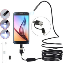 3-in-1 USB Micro Type C 8 mm:n puolijäykkä endoskooppitarkastuskamera 6 LEDillä, IP67-vedenpitävä 2 m:n kaapeli