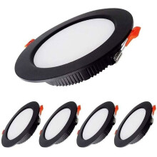 W himmennettävä upotettava LED-kohdevalo musta, erittäin ohut, 230 V, 5 kpl, 700 lm, IP44, viileä valkoinen 6000 K