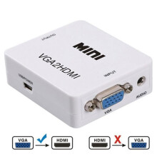 Adaptér VGA na HDMI 1080P biely audio a video prevodník pre monitor a TV