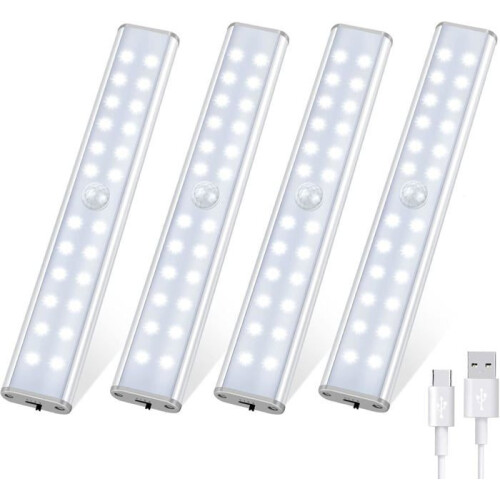 Indoor Motion Sensor LED Lamp, 4 Pack 96 LED Closet Light, 4 Lighting Modes, Wireless Rechargeable Light