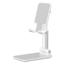 Adjustable Foldable Phone and Tablet Stand, ABS and Silicone, White, 110 x 110 x 65 mm, Height Adjustable