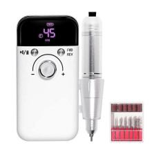 (White) 45000rpm Nails Drill Electric Nails Drill Machine Manicures Tool Low Noise Nails File Drill Set for Salon Household Use White