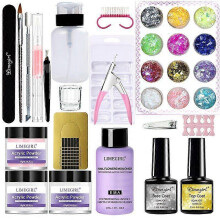 Nail Acrylic Powder Set for Crystal Carved Flower Manicure Acrylic Liquid Powder Kit 4
