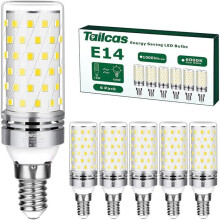 E14 LED Bulbs 12W Cool White 6000K 220-240V Screw Base for Crystal Chandeliers Table Lamps Pack of 6