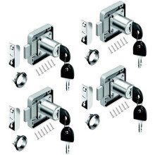 4 Pcs Office Drawer Lock Cylinder Cabinet Lock for Cupboards, Drawers, and Wardrobes, Silver