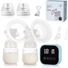 Electric Double Breast Pump with LED Touch Screen, 4 Modes and 9 Suction Levels, BPA Free, Rechargeable, Blue