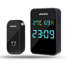 Wireless Doorbell with LED Temperature Display, Waterproof Electronic Chime Kit, 150M Range, No Batteries Needed