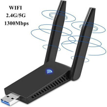 Adaptador USB Wi-Fi de 1300 Mbps com antena de 5 dBi, USB 3.0 compatível com Windows, Mac e Linux.