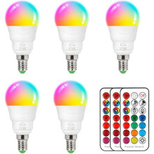 Color Changing Dimmable Bulb Set, 6W, Remote Control, 5 Pack, 2700K Warm White, Energy Saving