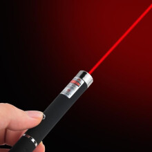 Caneta ponteiro laser de alta potência de 5mW com luz de ponto verde, azul e vermelha (405nm, 532nm, 650nm) em estojo metálico portátil.