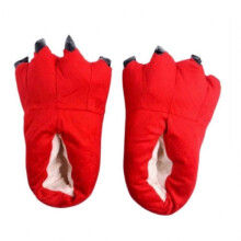 (35 to 39, Shoes) Red Animal Paw Slippers for Adults Kids, Cute Monster Claw Slippers, Cartoon Soft Plush Warm Home Slippers