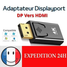 Adaptador DisplayPort macho para HDMI fêmea 4K 30Hz Plug and Play Preto Compacto e Durável