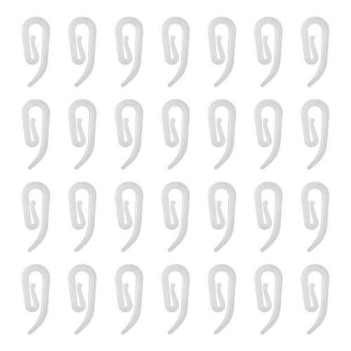 100 White Plastic Curtain Hooks for Rails, Windows, Doors and Shower Curtains