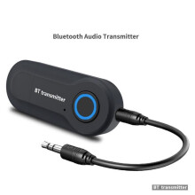 Adaptador transmissor sem fio Bluetooth 5.0 com conector estéreo de 3,5 mm para alto-falantes, fones de ouvido, PC e TV.