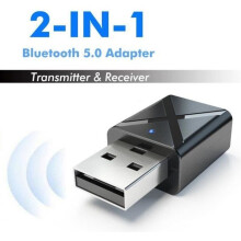 Mini transmissor de áudio Bluetooth 5.0 com entrada auxiliar de 3,5 mm, adaptador estéreo para TV, PC e carro, receptor sem fio compacto.