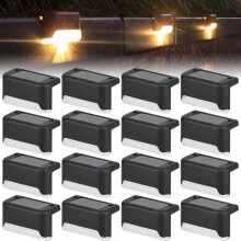 16 Pack Solar Fence Lights Outdoor Waterproof LED Solar Powered Deck Lights Warm White