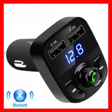 Transmissor FM Bluetooth para carro, carregador USB 5V 2.1A, chamadas em modo mãos-livres, reprodutor de MP3 e cartão TF, preto