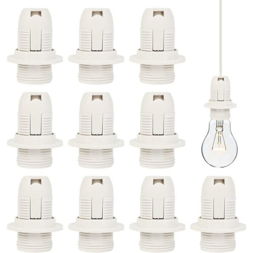 10 Pack E14 Lamp Holder Plastic 250V 2A Vintage Bulb Socket Adapter, White