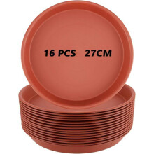 Set of 16 Plant Saucers 27 cm, Thick Plastic Flower Pot Drip Trays for Indoor and Outdoor Use