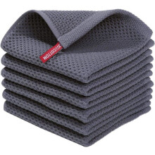 6 Pack Kitchen Towels, 100% Pure Cotton, 30 x 30 cm, Highly Absorbent, Soft Dish Cloths, Grey