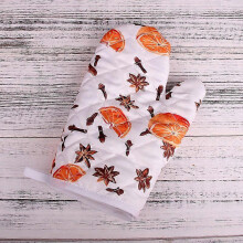 (orange) Heat Resistant Cotton Baking Gloves Non-Slip Oven Mitts