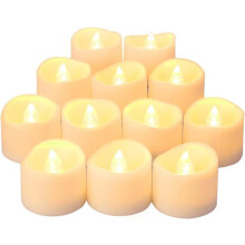 LED Tealight Candles Set of 12, Warm White, Realistic Flicker, Indoor Use, Battery Operated