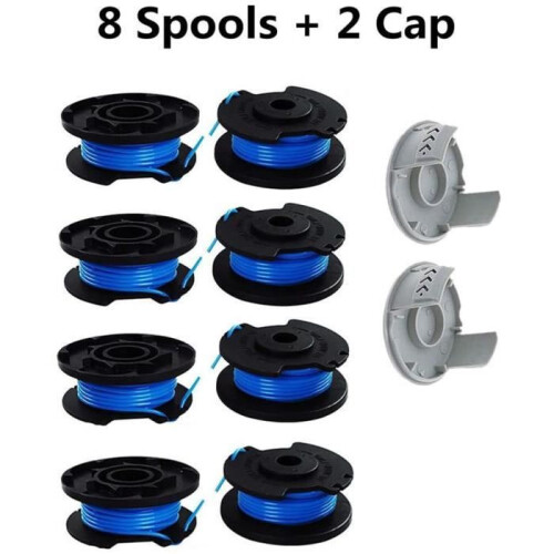 Pacote com 10 bobinas de fio de reposição para aparador de grama, 0,065 polegadas, compatíveis com Ryobi 18V 24V 40V, modelo AC14RL3A.