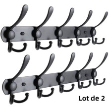 Wall Hooks Set of 2, Stainless Steel, Matte Black, Wall Mounted with or without Drilling
