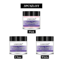 (3PCS Set-10g Powder) Nail Acrylic Powder Gel Polish Set Crystal Kit With Nail Brush File Nails Manicure Set