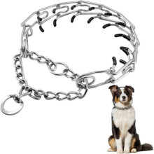 Chrome Prong Training Collar for Dogs Adjustable Silver Heavy Duty Metal Collar XL