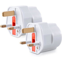 2 Pack UK Plug Adapter, Schuko Type G, France to UK Socket Converter, Compact Travel Plug Adapter for Home and Travel