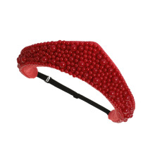 Romantiek brede parels hoofdband met elastische band-Rode parel