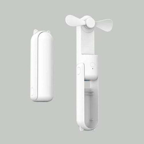 Creative Portable Mini Fan, Three-Speed Adjustable, USB Rechargeable, Compact Desk Fan, White