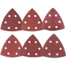 120 Pcs Delta Sanding Sheets, 6 Hole Triangle Abrasive Mix Pack, Assorted Grits 40 60 80 120 180 240 Sandpaper Sheets