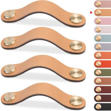 4Pcs Beige Leather Furniture Handles, Vintage Cupboard Door Knobs, 128mm Drawer Pulls