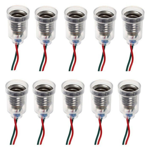 10 E10 Screw Lamp Holders for LED Bulbs, Small Light Sockets with Wire Leads for Circuit Experiments