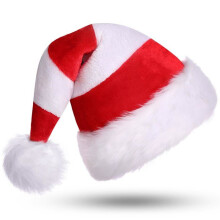 Red and White Santa Hat Christmas Party Costume Decoration Soft Plush for Adults and Kids