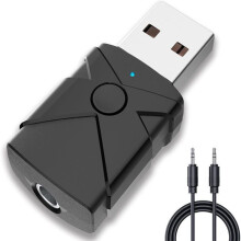 Bluetooth 5.2 5 in 1 Wireless Car Receiver Transmitter Adapter with 3.5 mm Aux Jack and Clear Sound