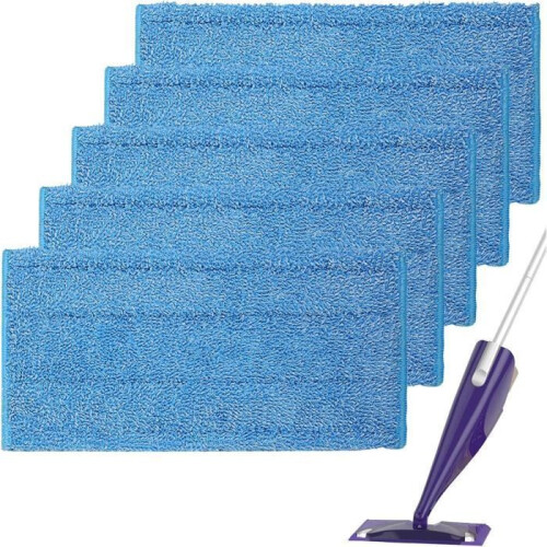 Pacote com 5 Panos de Microfibra Reutilizáveis para Mops com Spray Úmido, Panos de Limpeza Laváveis