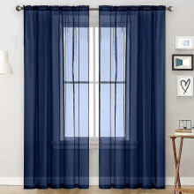 Semi-Sheer Voile Window Curtains for Living Room and Bedroom Transparent Rod Pocket Panels Sheer Drapes
