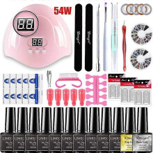 (54W-10pcs nail gel) Nail Set UV LED Lamp Dryer With 18/12/10pcs Nail Gel Polish Kit Soak Off Manicure Set