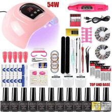 (green) Nail Set UV LED Lamp Dryer With 18/12/10pcs Nail Gel Polish Kit Soak Off Manicure Set