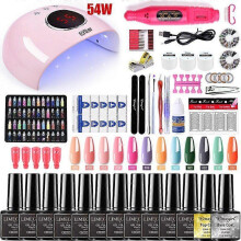 (54w Lamp Nail Set) Nail Set UV LED Lamp Dryer With 18/12/10pcs Nail Gel Polish Kit Soak Off Manicure Set