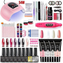 Poly Nail Gel Set for Nail Extensions Gel Nail Polish Set with LED Nail Dryer Manicure Set Kit 10