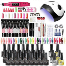Manicure Set for Nail Extensions Gel Nail Polish Set Soak Off UV LED Lamp Dryer Nail Set D